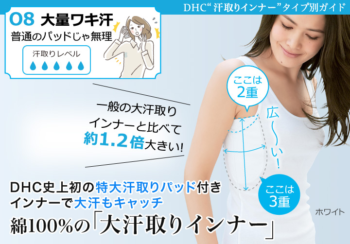 Dhcの 汗取りインナー タイプ別ガイド 大量ワキ汗 インナーウェアのdhc