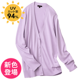 UV美肌・洗える綿混Vネックカーデ（遮熱）