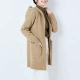 ふっくらフード付きロングカーディガン