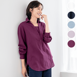 ソフトダブルガーゼ・マチ付きスキッパーシャツ