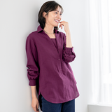 ソフトダブルガーゼ・マチ付きスキッパーシャツ