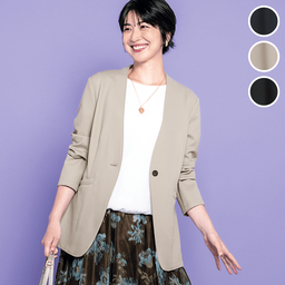 洗濯機で洗えるユースフルジャケット・ノーカラー