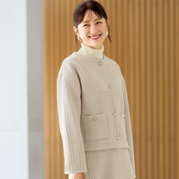 裏フリース・チェックジャカードカーディガン