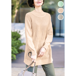 ダイヤ柄ニットチュニック