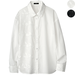 刺しゅうシアーシャツ