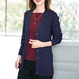 イタリア糸・洗える細見えロングカーディガン（コフィル）