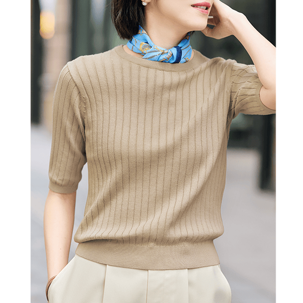 イタリア糸・洗える細見え半袖ニット（コフィル） | ニット/セーター