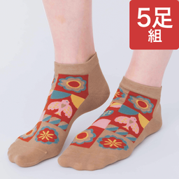 5足組・くるぶし丈ソックス（スペイン柄）