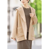 カシミヤ混フード付きコート