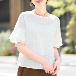 オールオーバーレース・フレアスリーブブラウス