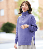 サイドリブ細見えロングニット