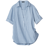 ソフトダブルガーゼ・半袖マチ付きスキッパーシャツ