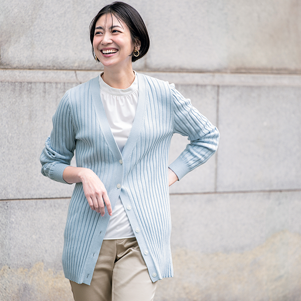 イタリア糸・洗える細見えロングカーディガン（コフィル