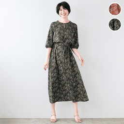 速乾フラワープリントワンピース