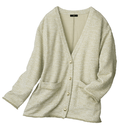 カットツイード・フリンジカーディガン