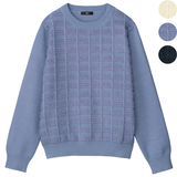 あったかループチェック柄ニット（吸湿発熱）