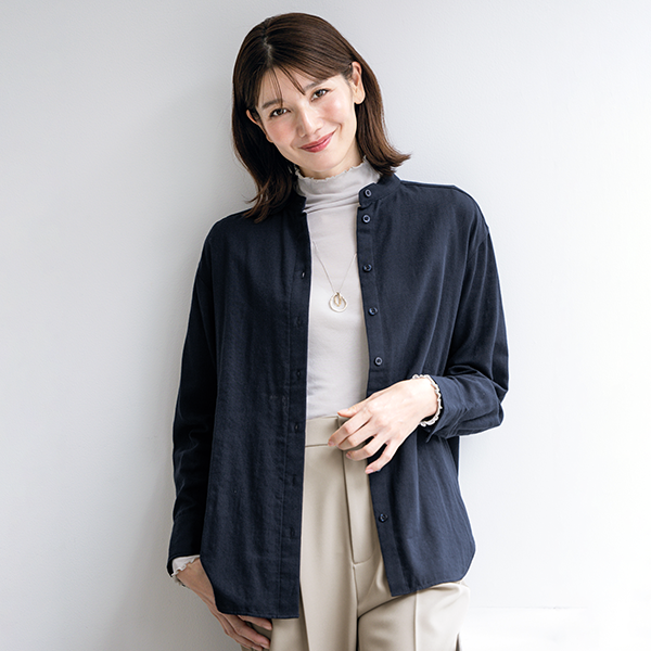 ソフトダブルガーゼ・バンドカラーシャツ | シャツ/ブラウス通販のDHC