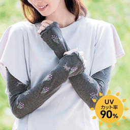 UV対策アームカバー（花とネコ）