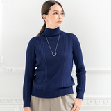 イタリア糸・洗濯機で洗える細見えタートルニット（EM）