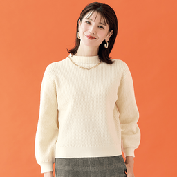 +3℃・あったかケーブル柄ニット