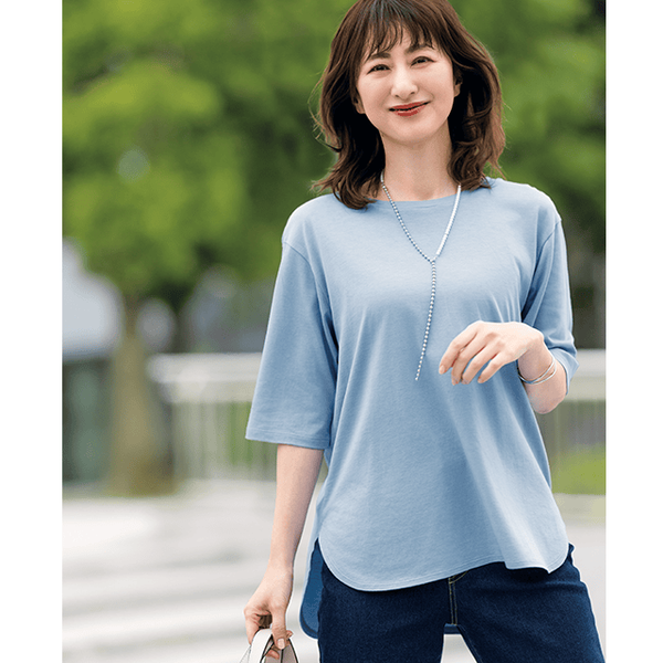さらっとコットン・ハーフスリーブカットソー | Tシャツ/カットソー