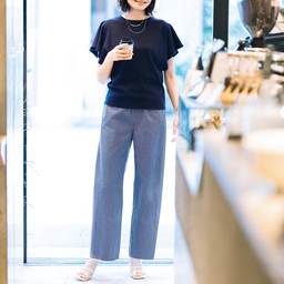 ワイドレッグライトデニムパンツ