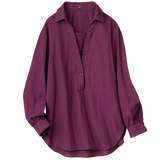 ソフトダブルガーゼ・マチ付きスキッパーシャツ