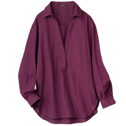 ソフトダブルガーゼ・マチ付きスキッパーシャツ