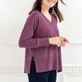 イタリア糸・洗濯機で洗えるVネックニット（EM）