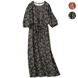 速乾フラワープリントワンピース