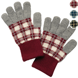 指先ぽかぽか・ニット手袋（チェック）
