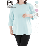 プラチナナノコロイド・ラウンドヘムカットソー（大きいサイズ）