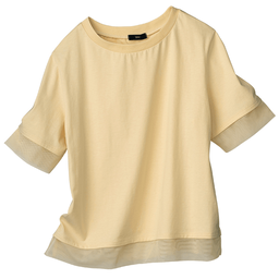 ひんやりコットン・シアー切替えカットソー（UVカット） | Tシャツ