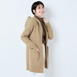 ふっくらフード付きロングカーディガン