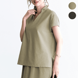 爽麻ヘンプ・スキッパーシャツ