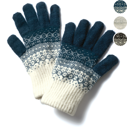 指先ぽかぽか・ニット手袋（雪の結晶）