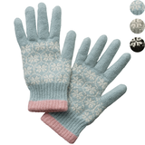 指先ぽかぽか・ニット手袋（雪柄）