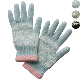 指先ぽかぽか・ニット手袋（雪柄）