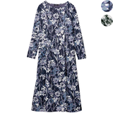 ヨーロピアンプリント・裏起毛タックワンピース