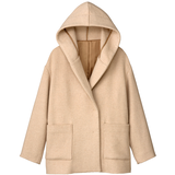 カシミヤ混フード付きコート