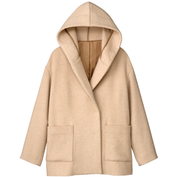 カシミヤ混フード付きコート