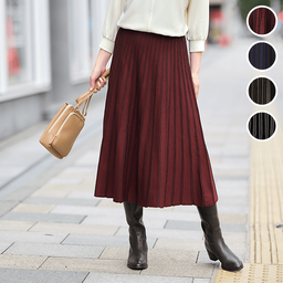 洗濯機で洗える・贅沢フレアニットスカート