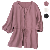 ソフトダブルガーゼ・リネン混ブラウス