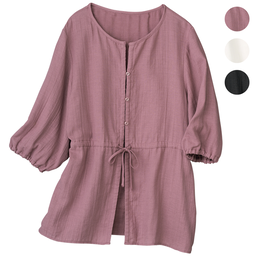 ソフトダブルガーゼ・リネン混ブラウス