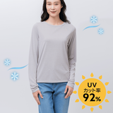 涼しいＵＶ対策インナー・丸首長袖（指穴付き）