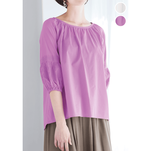 刺しゅうパフスリーブエアリーブラウス | シャツ/ブラウス通販のDHC