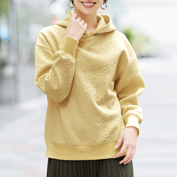 フラワージャカード・フード付きプルオーバー