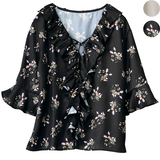 ビンテージサテン・フリルブラウス