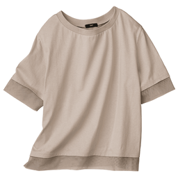 ひんやりコットン・シアー切替えカットソー（UVカット） | Tシャツ