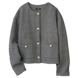 裏フリース・チェックジャカードカーディガン